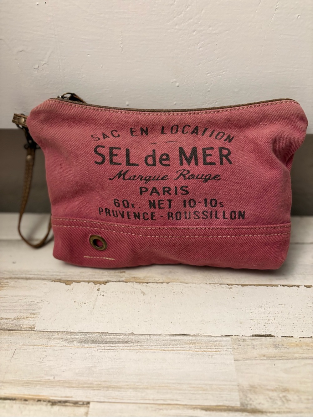 Myra Bag Pink Canvas Cosmetic Pouch with Paris Print